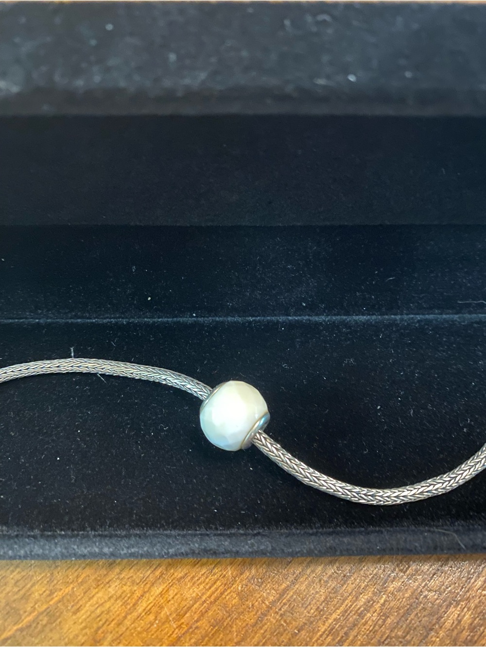 Sterling Silver White beveled mega Bead